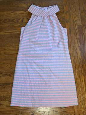 Sail to Sable Pink and Gray Seersucker Dress
